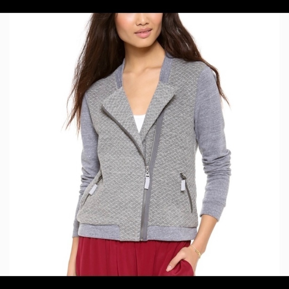 𝅺splendid Gray Quilted French Terry Moto Jacket Size Large